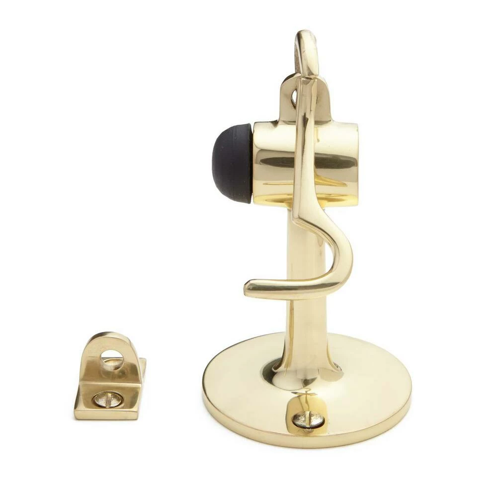 Signature Hardware Leonato 3-1/2 in. Brass Hook Door Stop in Polished Brass