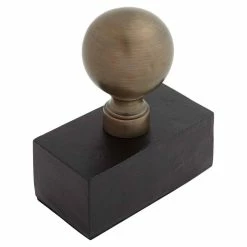 Signature Hardware Ball 6-1/8 in. Iron and Brass Rubber Padded Door Stop in Antique Brass