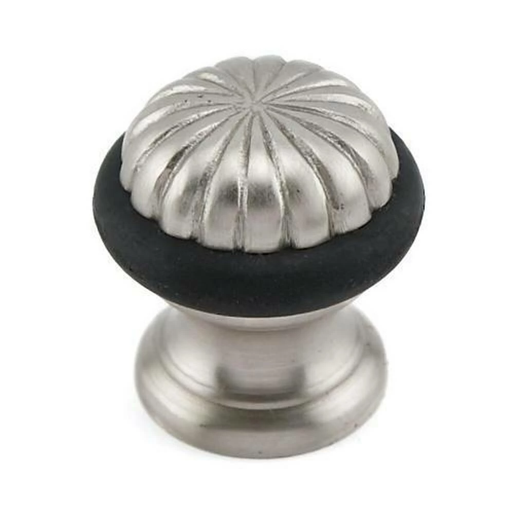 Signature Hardware Scalloped 1-1/2 in. Brass Floor Mounted Door Stop in Brushed Nickel