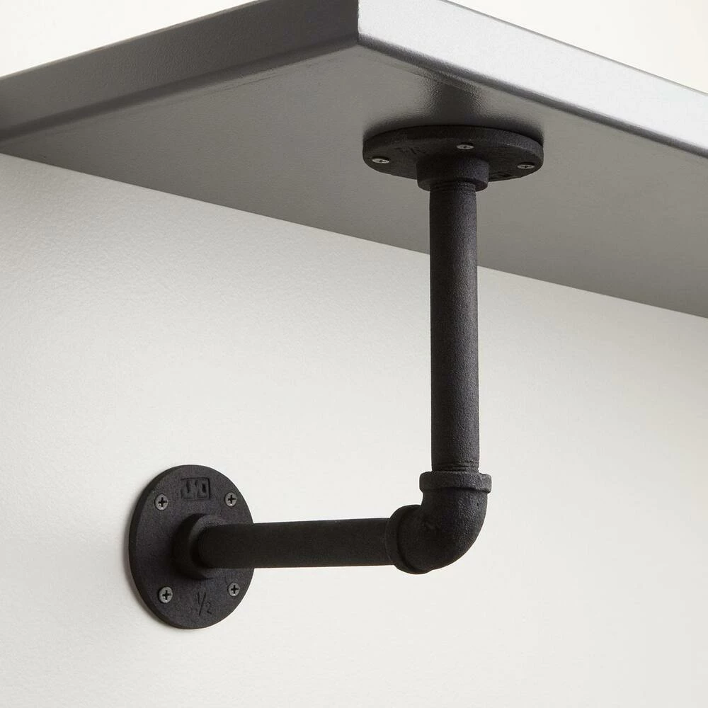Signature Hardware Gibson 3-1/4 in. Iron L-Shaped Shelf Bracket in Black Powder Coat