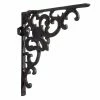 Signature Hardware Elegant Scroll 9-1/2 in. Cast Iron Shelf Bracket in Black Powder Coat