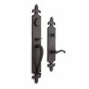 Signature Hardware Cousteau Bronze Fleur de Lis Entrance Door Set with Lever Handle in Antique Pewter