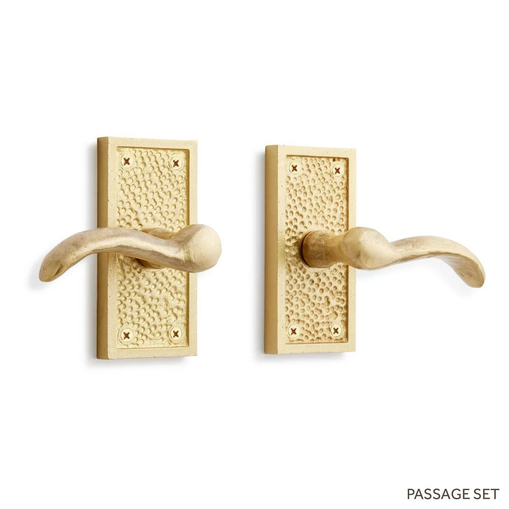 Signature Hardware Traeger Solid Brass Passage Door Set with Dual Lever Handle in Satin Brass - Image 3