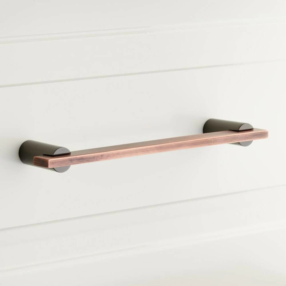Signature Hardware Masella 7-1/8 in. Rectangular Cabinet Pull in Black Nickel with Antique Copper