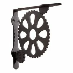 Signature Hardware Gears 8-3/4 in. Cast Iron Shelf Bracket in Black Powder Coat