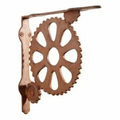 Signature Hardware Gears 8-3/4 in. Cast Iron Shelf Bracket in Rust