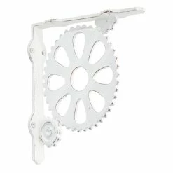 Signature Hardware Gears 8-3/4 in. Cast Iron Shelf Bracket in Distressed White