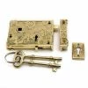Signature Hardware Ornate Brass Rim Lock Set Right Hand in Polished Brass