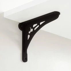 Signature Hardware Clover 6-1/2 in. Iron Shelf Bracket in Black Powder Coat