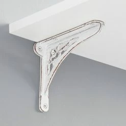 Signature Hardware Clover 6-1/2 in. Iron Shelf Bracket in Distressed White