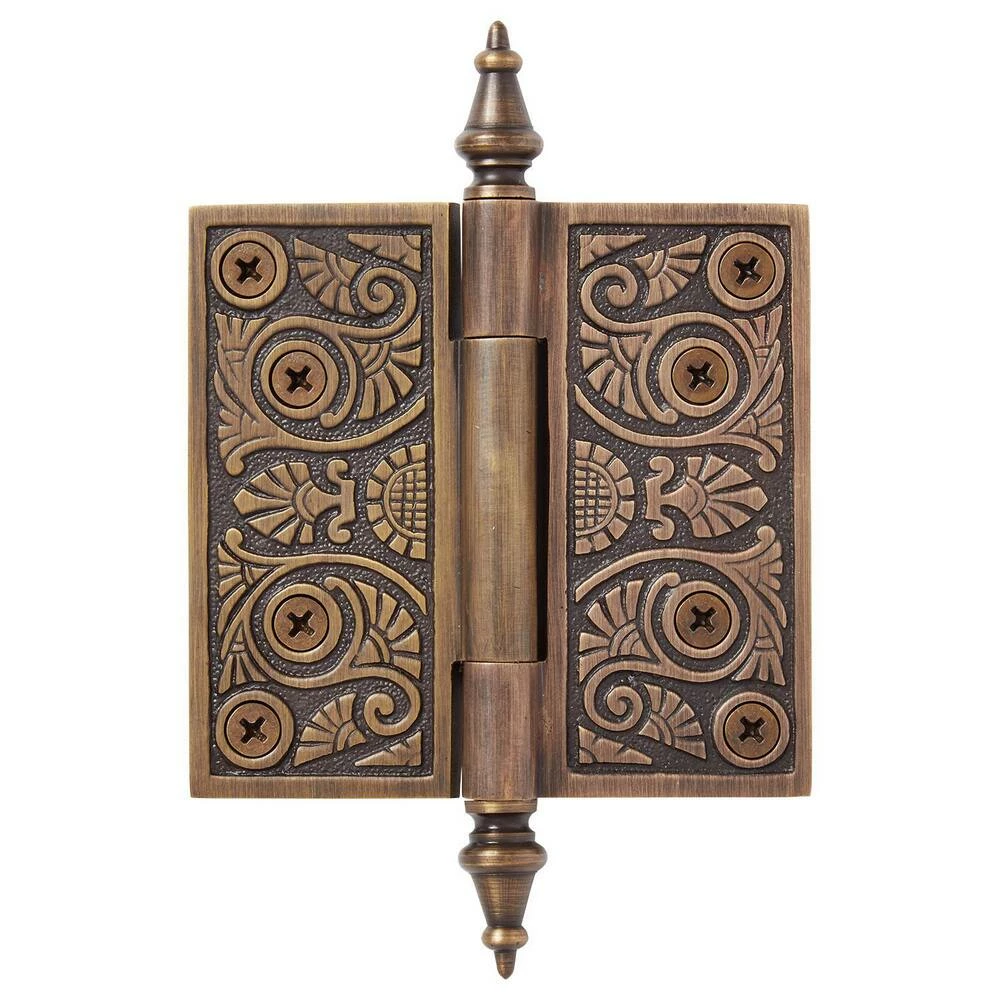 Signature Hardware Art Deco 6-1/4 in. Residential Door Hinge in Antique Brass