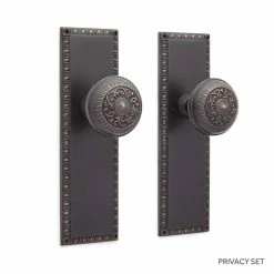 Signature Hardware Bachelet Brass Round Privacy Plate and Knob Set in Oil Rubbed Bronze