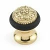 Signature Hardware Floral 1-3/4 in. Brass Floor Mounted Door Stop in Polished Brass