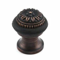 Signature Hardware Floral 1-3/4 in. Brass Floor Mounted Door Stop in Oil Rubbed Bronze