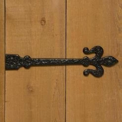 Signature Hardware Fluer-De-Lis Cast Iron Door Strap Hinge in Black