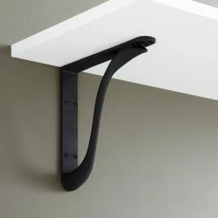 Signature Hardware Byer 10 in. Cast Iron Shelf Bracket in Black Powder Coat