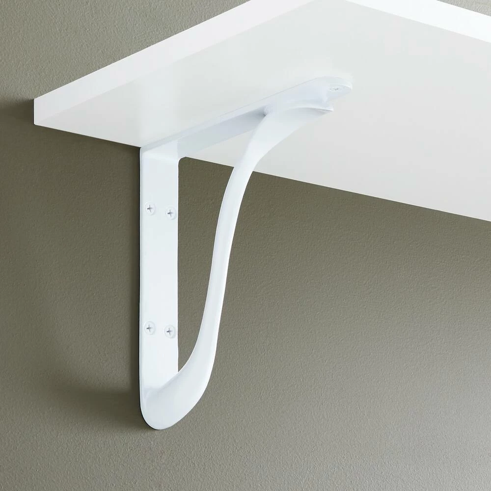 Signature Hardware Byer 10 in. Cast Iron Shelf Bracket in White Powder Coat