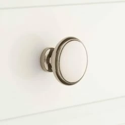 Signature Hardware Nantes 1-1/4 in. Brass Round Cabinet Knob in Polished Nickel
