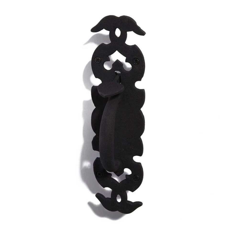 Signature Hardware Decorative 10-1/4 in. Iron Latch Pull in Black Powder Coat