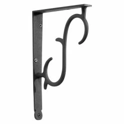 Signature Hardware Simple Scrollwork 8-1/8 in. Cast Iron Shelf Bracket in Black Powder Coat