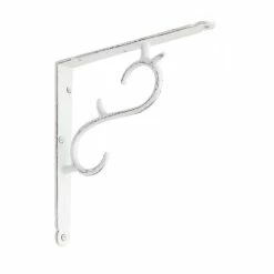 Signature Hardware Simple Scrollwork 8-1/8 in. Cast Iron Shelf Bracket in Distressed White