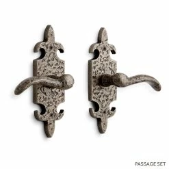 Signature Hardware Cousteau Solid Bronze Passage Door Set with Dual Lever Handle in Antique Pewter
