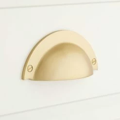 Signature Hardware Rustic 3-1/4 in. Brass Dome Cup Pull in Satin Brass