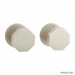 Signature Hardware Ambrus Solid Brass Privacy Interior Door Set Octagonal Knob in Brushed Nickel