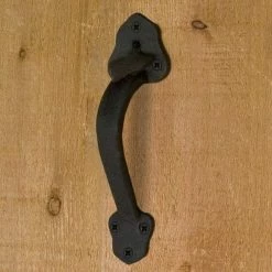 Signature Hardware Clover Iron Gate Rim Latch and Handle Set in Black Powder Coat