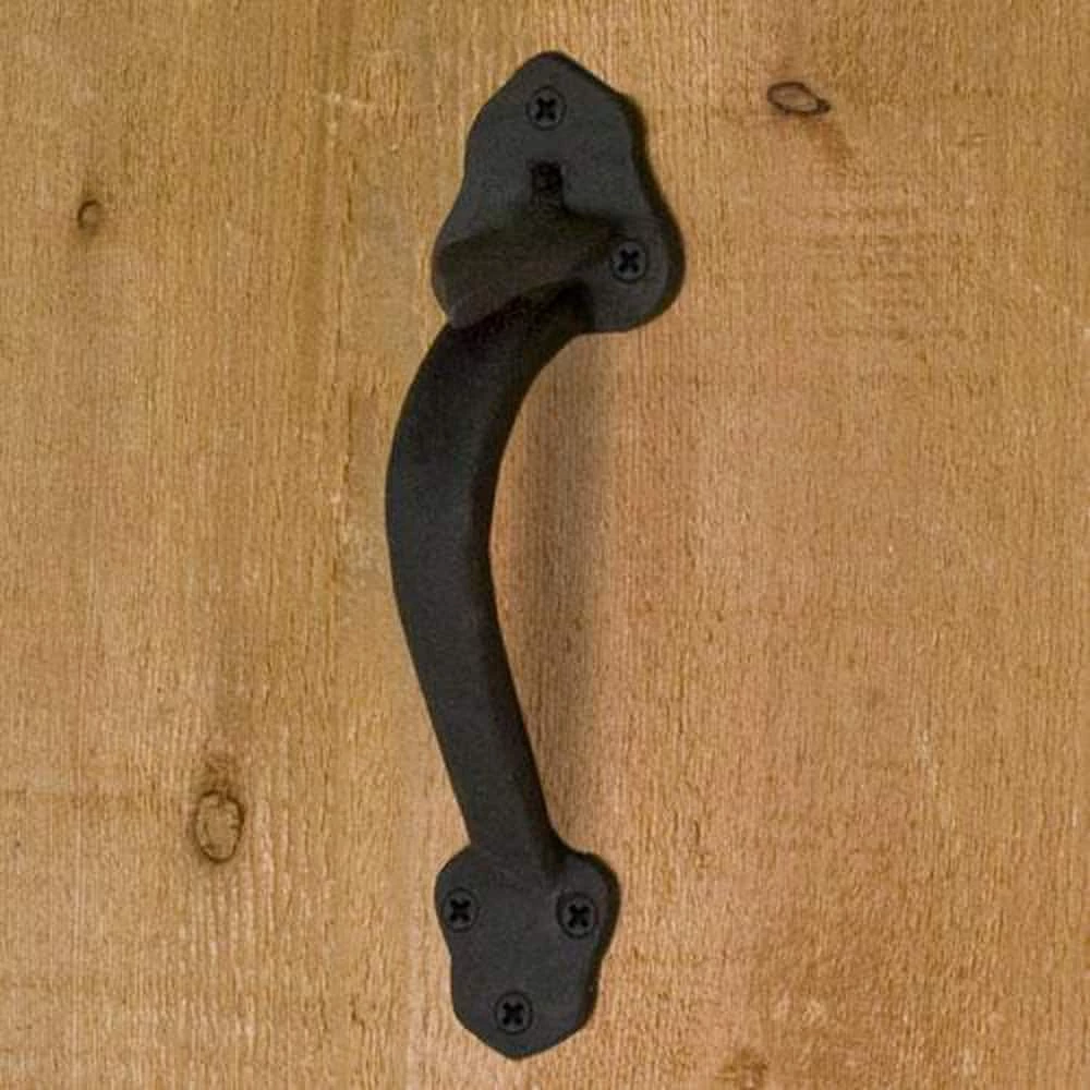 Signature Hardware Clover Iron Gate Rim Latch and Handle Set in Black Powder Coat