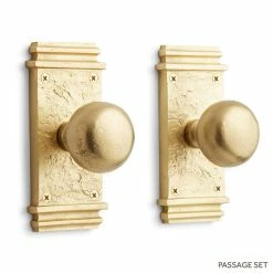 Signature Hardware Marconi 6-5/8 in. Brass Dummy Door Set Knob in Satin Brass