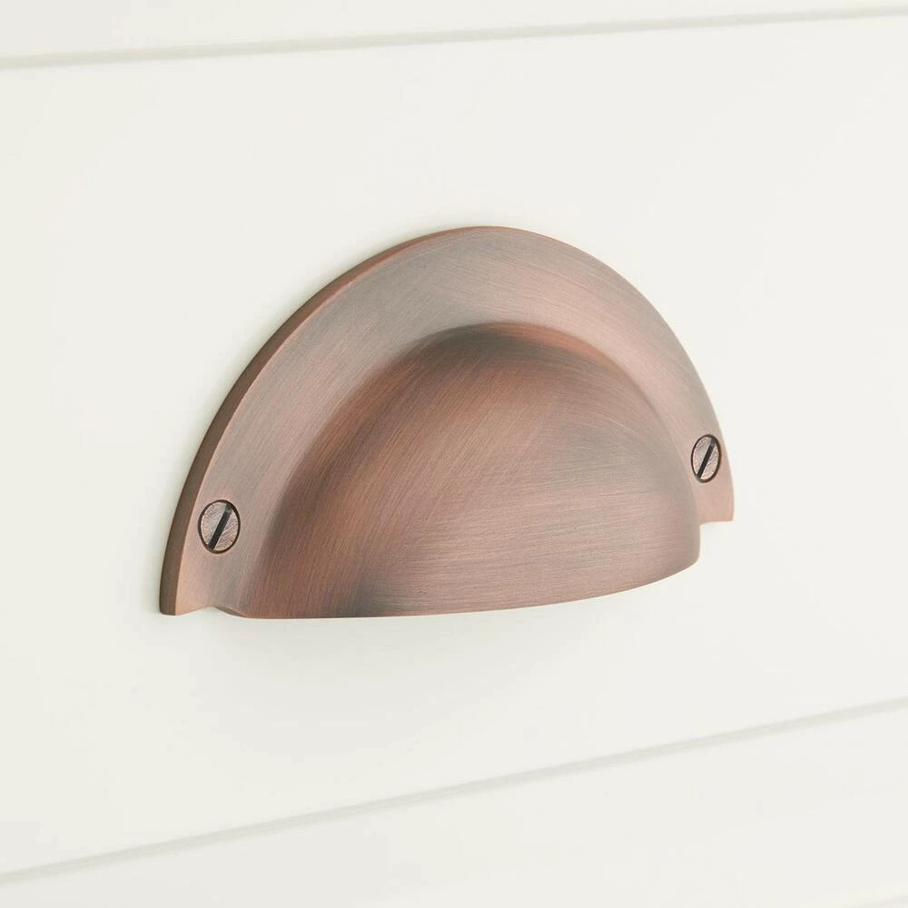 Signature Hardware Rustic 3-1/4 in. Brass Dome Cup Pull in Antique Copper