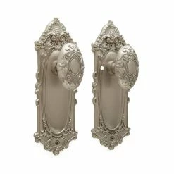 Signature Hardware Victorian Brass Privacy Knob and Plate Set in Brushed Nickel
