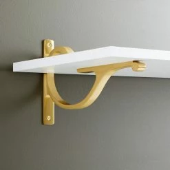 Signature Hardware Alyona 4-1/8 in. Solid Brass Shelf Bracket in Brushed Brass