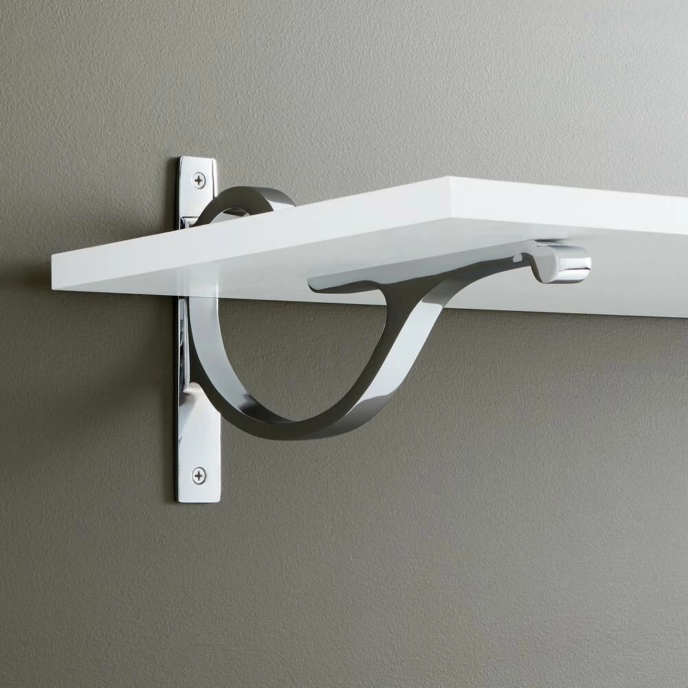 Signature Hardware Alyona 4-1/8 in. Solid Brass Shelf Bracket in Chrome