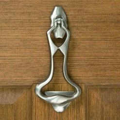 Signature Hardware Decorative 3-3/8 in. Brass Drop Door Knocker in Brushed Nickel