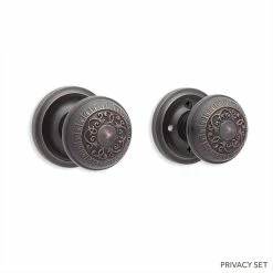 Signature Hardware Amboise Brass Round Privacy Plate and Knob Set in Oil Rubbed Bronze