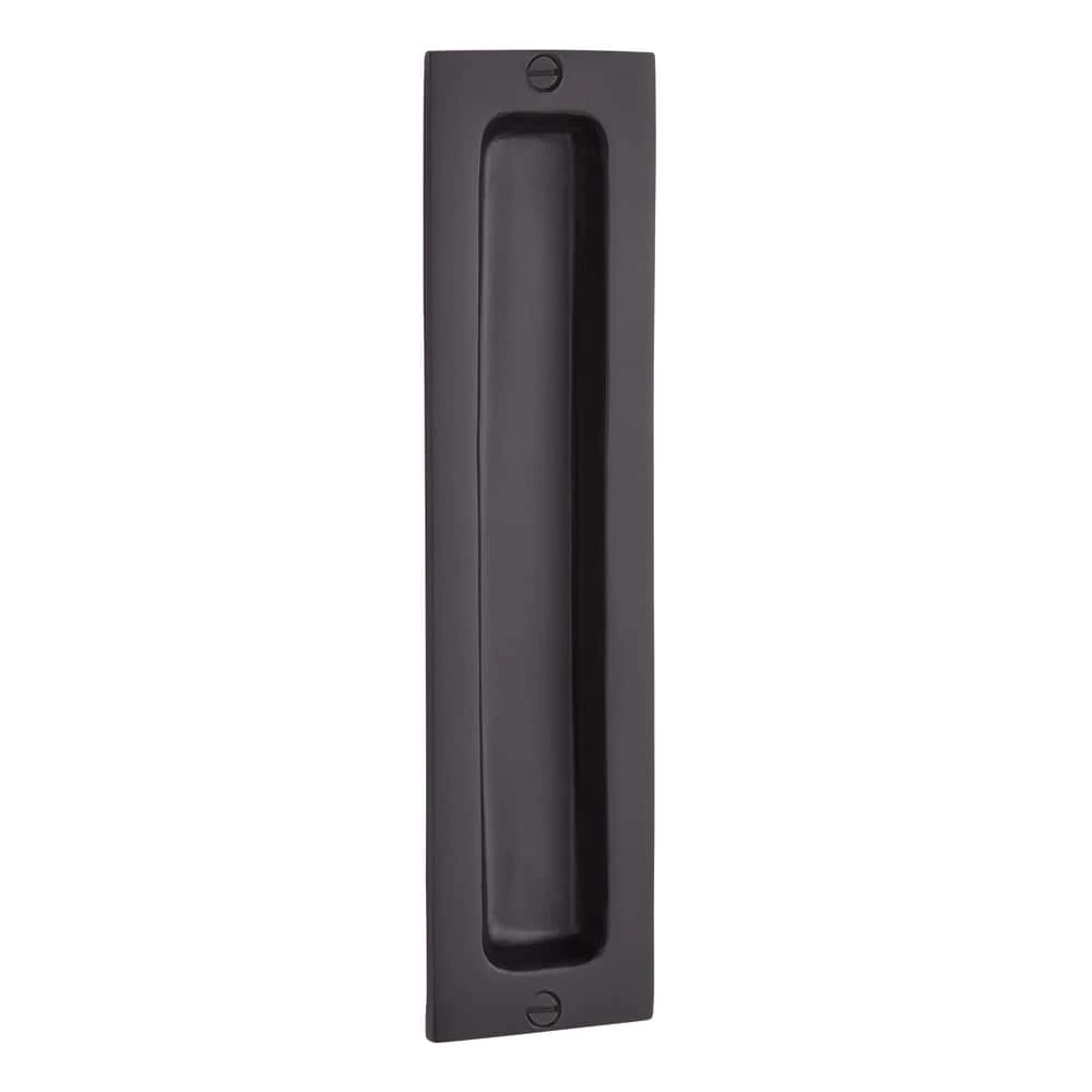 Signature Hardware 2 x 8-1/4 in. Brass Rectangular Pocket Door Pull in Satin Black