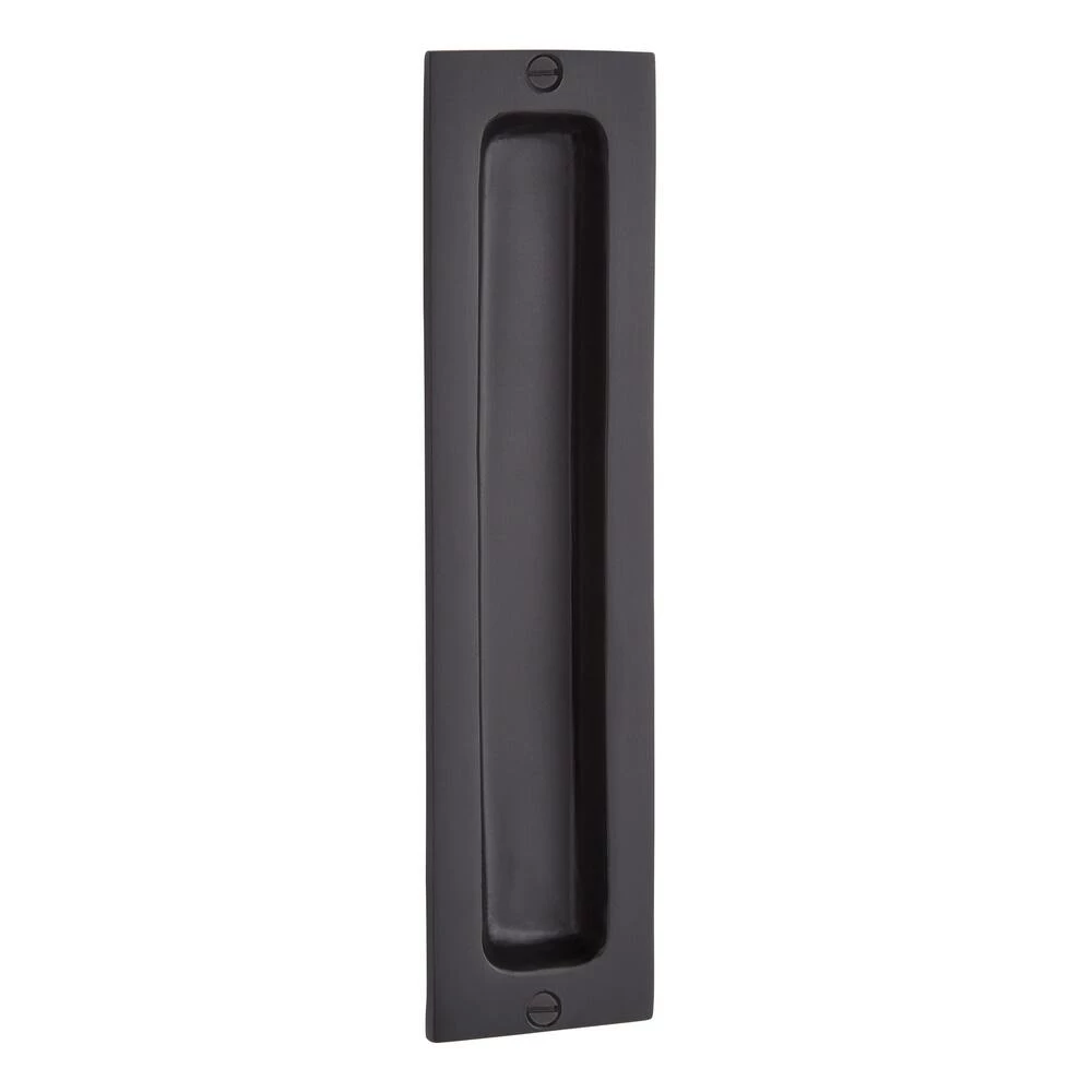 Signature Hardware 2 x 8-1/4 in. Brass Rectangular Pocket Door Pull in Satin Black - Image 2