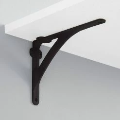 Signature Hardware Classic 5-7/8 in. Iron Shelf Bracket in Black Powder Coat