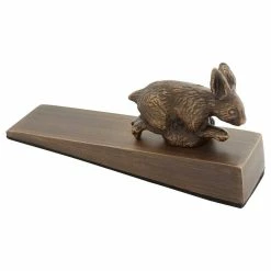 Signature Hardware Rabbit 2-3/4 in. Iron and Brass Wedge Door Stop in Antique Brass