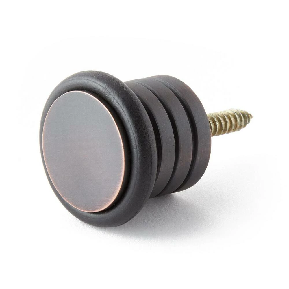 Signature Hardware Traditional 1-1/8 in. Brass Floor Mounted Door Stop in Oil Rubbed Bronze