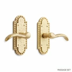 Signature Hardware Marconi Solid Brass Passage Door Set with Dual Lever Handle in Satin Brass