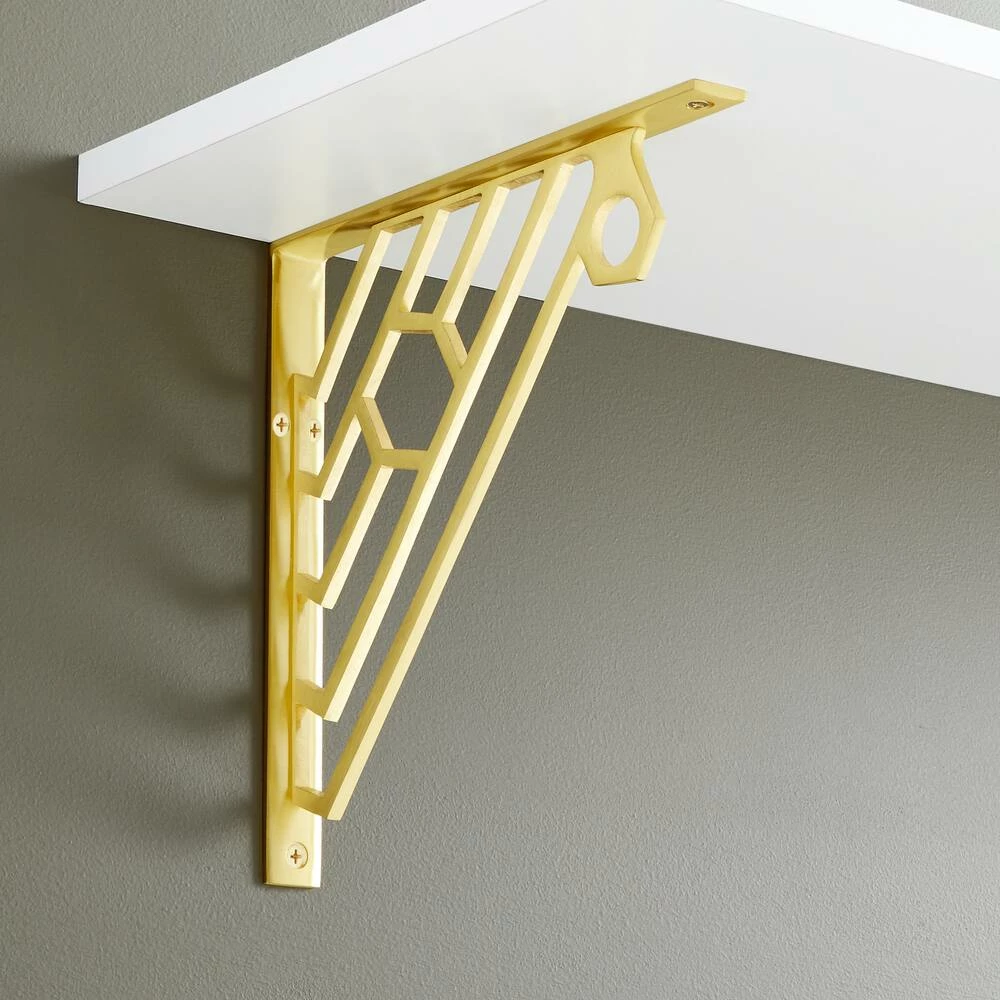 Signature Hardware Elland 10 in. Solid Brass Shelf Bracket in Brushed Brass - Image 2