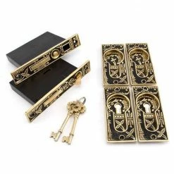 Signature Hardware Small Leaf Forged Brass Mortise Lock Set Privacy in Blackened Brass