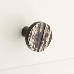 Signature Hardware Tree Bark Brass Round Cabinet Knob in Antique Copper