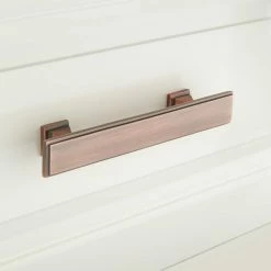 Signature Hardware Dreesa 7/8 x 6-1/8 in. Brass Cabinet Pull in Antique Brass
