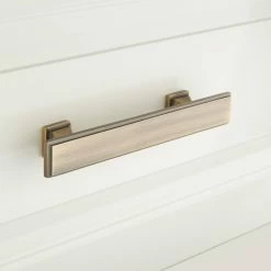 Signature Hardware Dreesa 7/8 x 6-1/8 in. Brass Cabinet Pull in Brushed Nickel