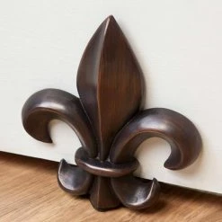 Signature Hardware Fleur de Lis 6-3/8 in. Brass Wedge Door Stop in Oil Rubbed Bronze