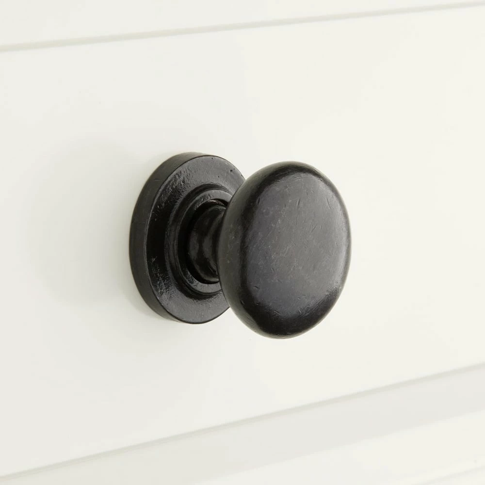 Signature Hardware 1-1/4 in. Bronze Round Drawer Knob with Beveled Base Plate in Dark Bronze